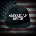 Embroidered Flat-bill Snapback. Black/White Font