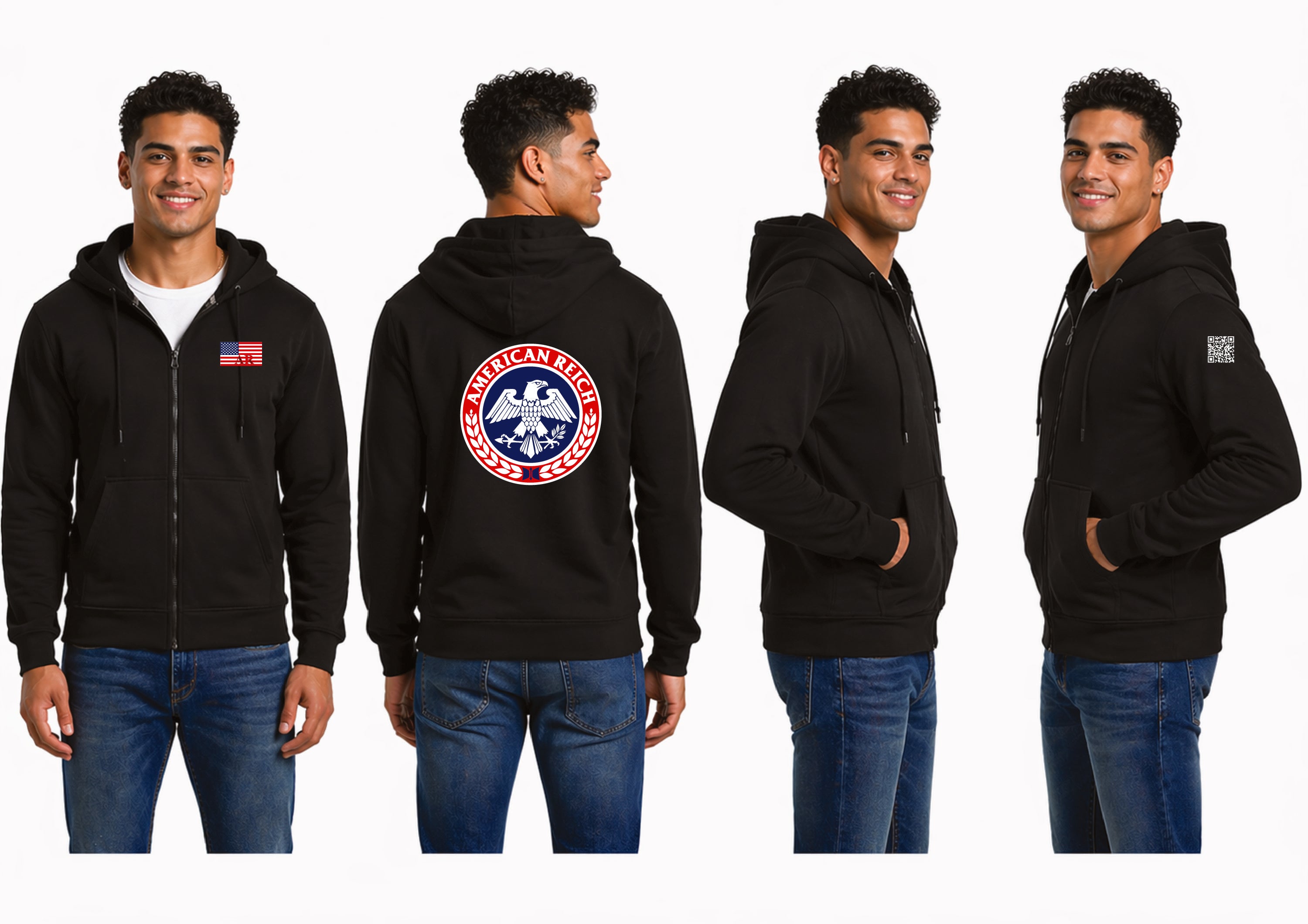 The Leadership Flag Zip Up Hoodie Black