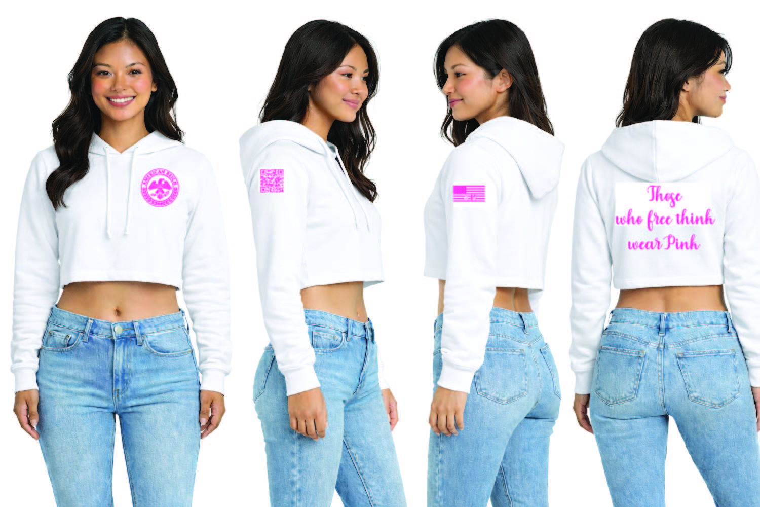 Think Pink Women's Cropped Hoodie