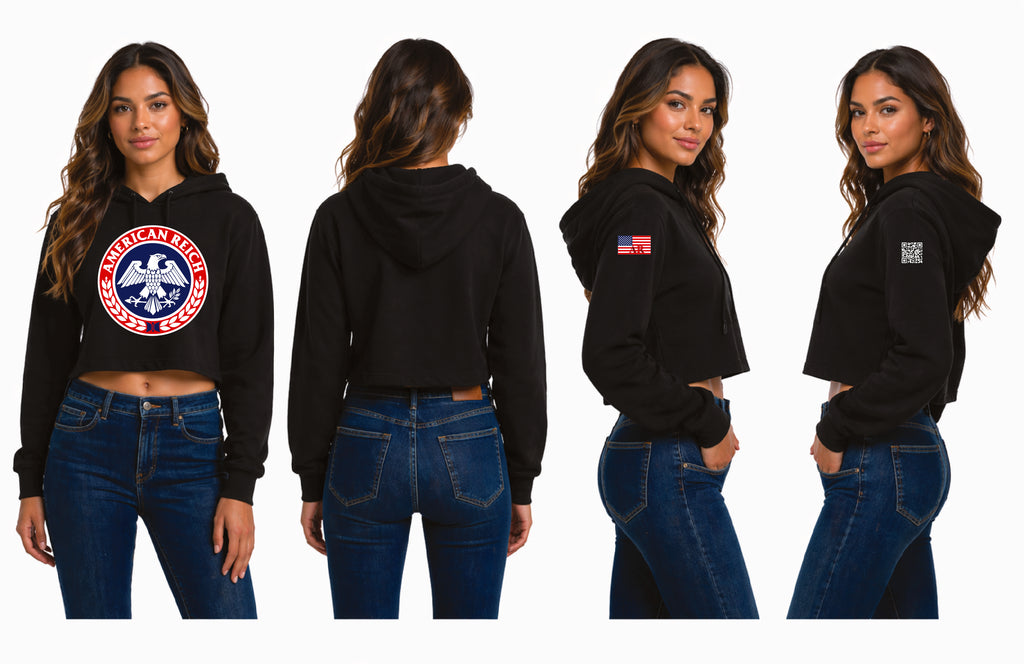 "American Reich" Graphic Cropped Hoodie