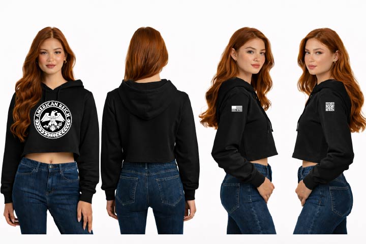 "American Reich" Graphic Cropped Hoodie