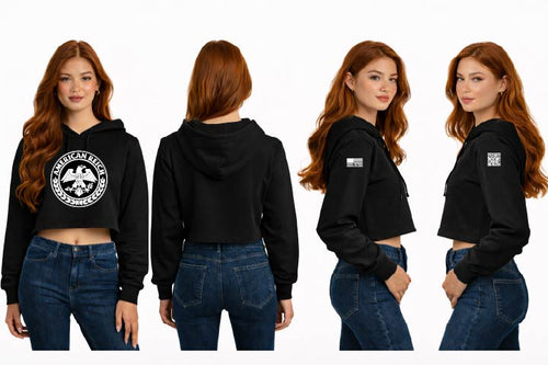 "American Reich" Graphic Cropped Hoodie